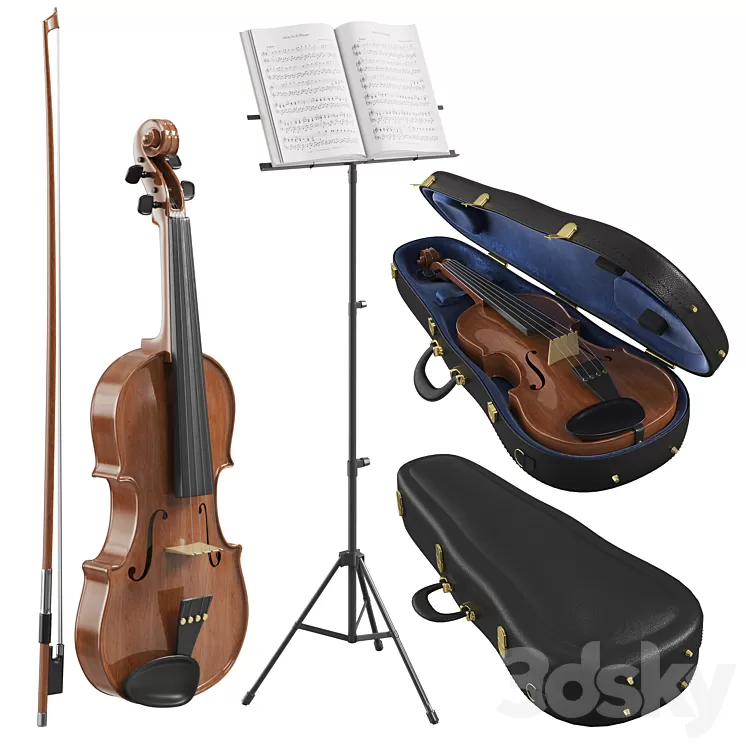 The Violin With Case 3dskymodel