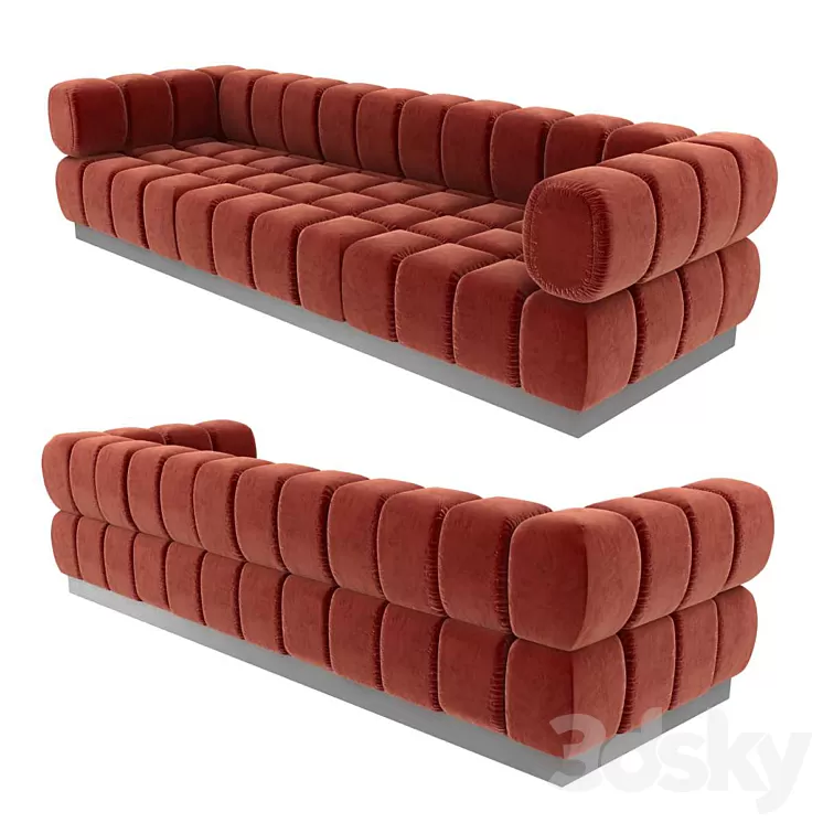Todd Merrill custom original extended back sectional sofa in orange velvet 3dskymodel