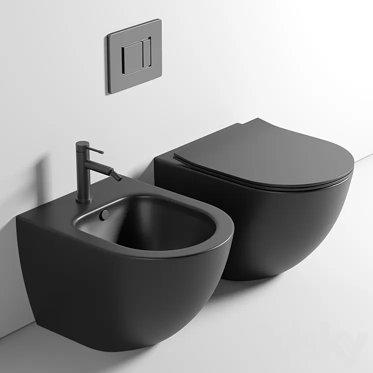 Toilet wall mounted Ceramica Nova Metropol CN4002MB rimless 3dskymodel