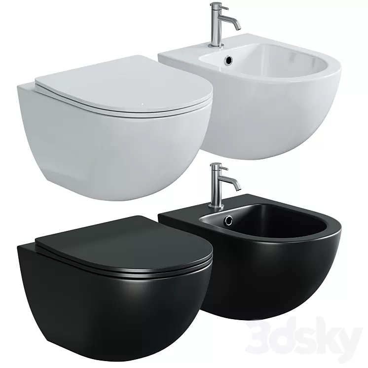 Toilet WellWant Aura WWU01122W suspended with seat Microlift 3dskymodel