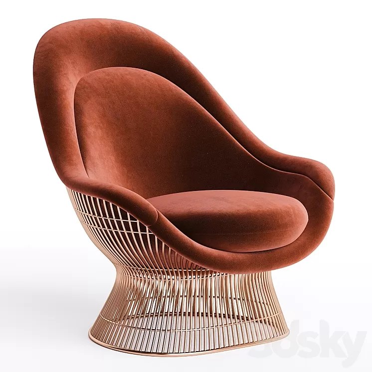 Vintage Warren Platner Knoll Easy Chair Ottoman 3dskymodel