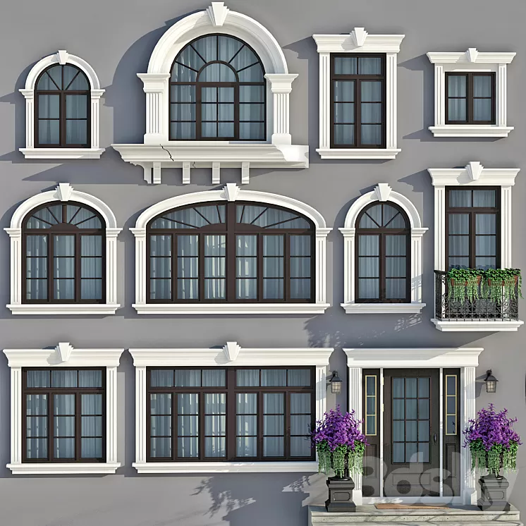 Windows and doors in the style of modern classics 3dskymodel