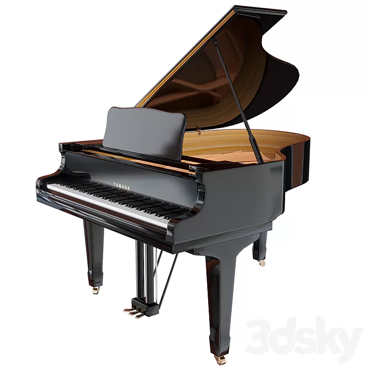 Yamaha C3 acoustic grand piano 3dskymodel